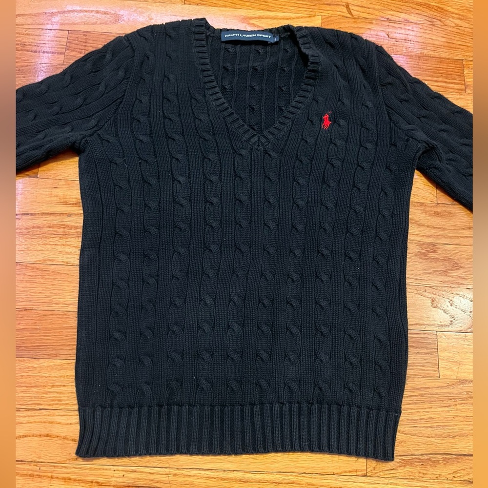 Ralph Lauren Cable-Knit V-Neck Sweater